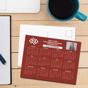 Cartão Postal Calendário Empresarial Personalizado Vermelho 2027