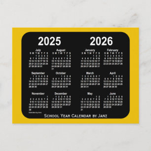 Cartão Postal Calendário Escolar Mini Neon Dourado 2025-2026 por