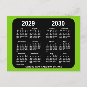 Cartão Postal Calendário Escolar Neon Amarelo-Verde 2029-2030 po