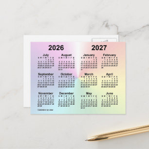 Cartão Postal Calendário Escolar Nuvem Colorida 2026-2027 por Ja