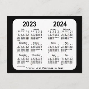 Cartão Postal Calendário Escolar Preto e Branco 2023-2024 por Ja