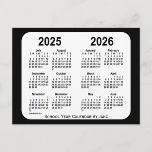 Cartão Postal Calendário Escolar Preto e Branco 2025-2026 por Ja