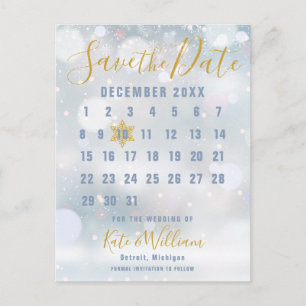 Cartão Postal Calendário Flocos de Neve de Inverno Casamento Sal