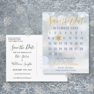 Cartão Postal Calendário Flocos de Neve de Inverno Casamento Sal