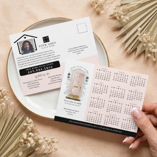 Cartão Postal Calendário Imobiliário De Porta De Água Rosa 2025