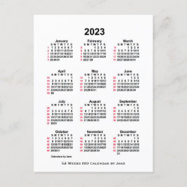 Cartão Postal Calendário ISO de 52 Semanas Branco 2023 por Janz 