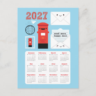 Cartão Postal Calendário Kawaii Happy Mail 2027