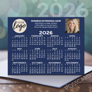 Cartão Postal Calendário - logotipo, foto, contato comercial - a