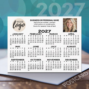 Cartão Postal Calendário - logotipo, foto, contato comercial - b
