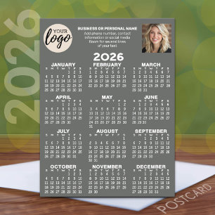Cartão Postal Calendário - logotipo, foto, contato comercial - c