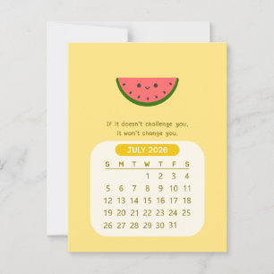 Cartão Postal Calendário Mensal de Motivação Kawaii de Julho de