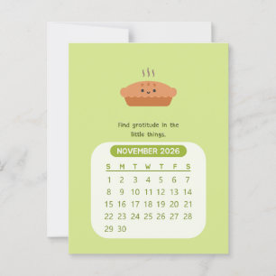 Cartão Postal Calendário Mensal Motivacional Kawaii de Novembro