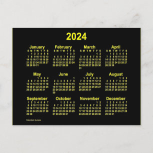 Cartão Postal Calendário Mini 2024 Amarelo Neon por Janz