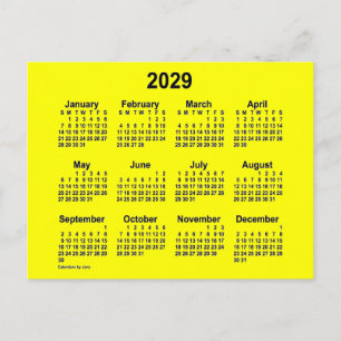 Cartão Postal Calendário Mini Amarelo 2029 por Janz
