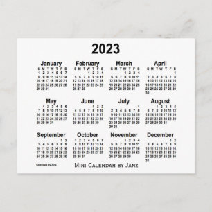 Cartão Postal Calendário Mini Branco 2023 por Janz