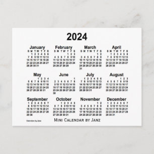 Cartão Postal Calendário Mini Branco 2024 por Janz