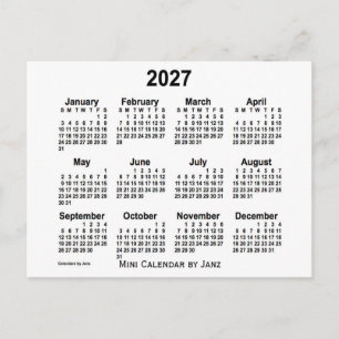 Cartão Postal Calendário Mini Branco 2027 por Janz