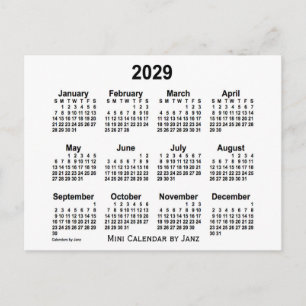 Cartão Postal Calendário Mini Branco 2029 por Janz