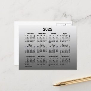 Cartão Postal Calendário Mini Branco Desbotado 2025 por Janz Pos