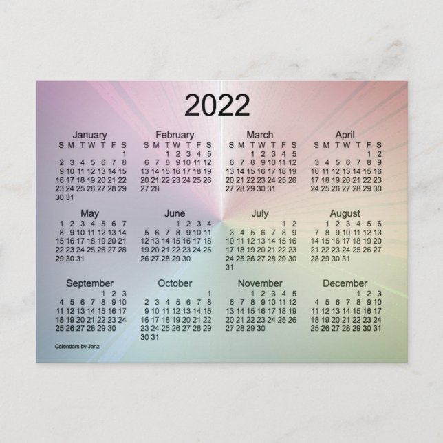 Cartão Postal Calendário Mini Brilho de Nevoeiro 2022 por Janz (Frente)