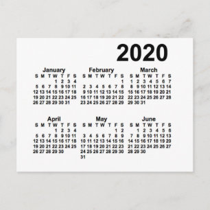 Cartão Postal Calendário Mini de 6 Meses Branco 2020 por Janz