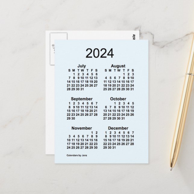 Cartão Postal Calendário Mini de 6 Meses de Alice Azul 2024 por  (Frente/Verso In Situ)