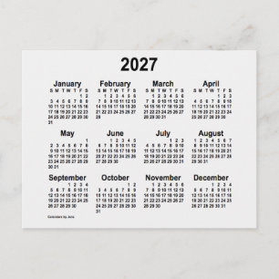 Cartão Postal Calendário Mini de Fumaça Branca 2027 da Janz