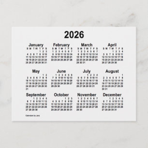 Cartão Postal Calendário Mini Fumaça Branca 2026 da Janz