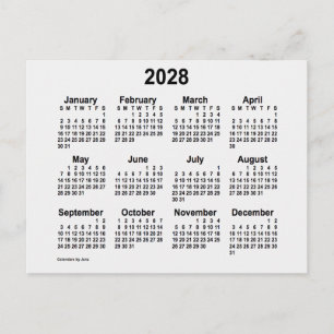 Cartão Postal Calendário Mini Fumaça Branca 2028 por Janz