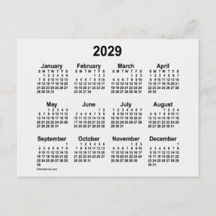 Cartão Postal Calendário Mini Fumaça Branca 2029 por Janz