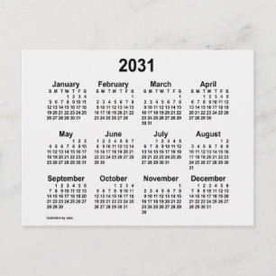 Cartão Postal Calendário Mini Fumaça Branca 2031 por Janz
