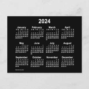 Cartão Postal Calendário Mini Neon Branco 2024 por Janz