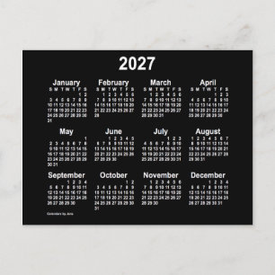 Cartão Postal Calendário Mini Neon Branco 2027 por Janz