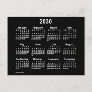 Cartão Postal Calendário Mini Neon Branco 2030 por Janz