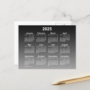 Cartão Postal Calendário Mini Preto Desbotado 2025 por Janz