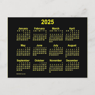 Cartão Postal Calendário Miniatura Amarelo Neon 2025 por Janz
