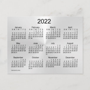 Cartão Postal Calendário Miniatura Brilho Prateado 2022 por Janz