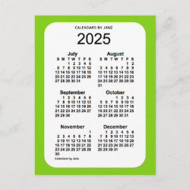 Cartão Postal Calendário Miniatura de 6 Meses Amarelo Verde 2025