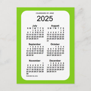 Cartão Postal Calendário Miniatura de 6 Meses Amarelo Verde 2025