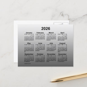 Cartão Postal Calendário Miniatura Desbotado 2026 por Janz Cartã