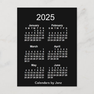 Cartão Postal Calendário Miniatura do Neon Branco de 2025 por Ja