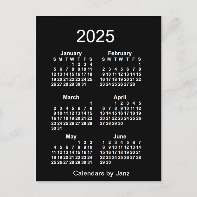 Cartão Postal Calendário Miniatura do Neon Branco de 2025 por Ja (Frente)