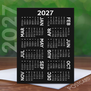 Cartão Postal Calendário - nomes de deslocamento preto e branco