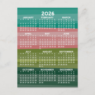 Cartão Postal Calendário - padrão moderno de faixa de abstrato
