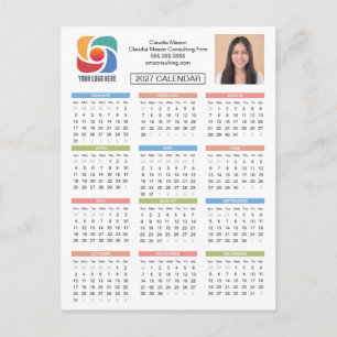 Cartão Postal Calendário Personalizado 2027 Logotipo Empresa Neg