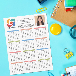 Cartão Postal Calendário Personalizado 2027 Logotipo Empresa Neg