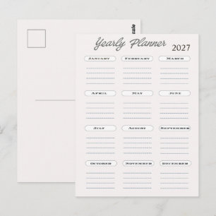 Cartão Postal Calendário Planejador Anual 