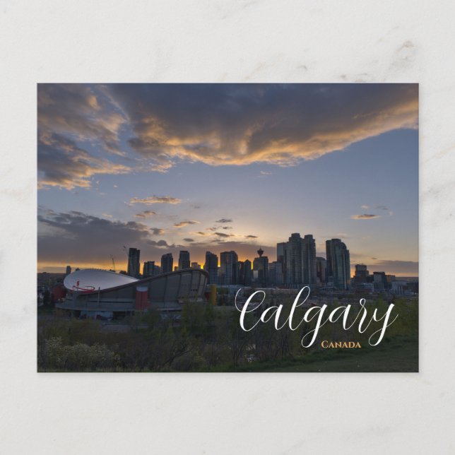 Cartão Postal Calgary Canada Postcard Centro Sunset (Frente)