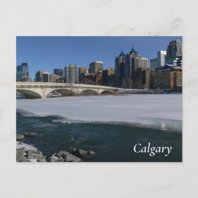 Cartão postal Calgary River e Skyline (Frente)