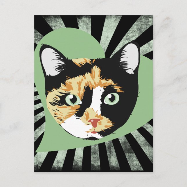 Cartão Postal Calico cat love (Frente)